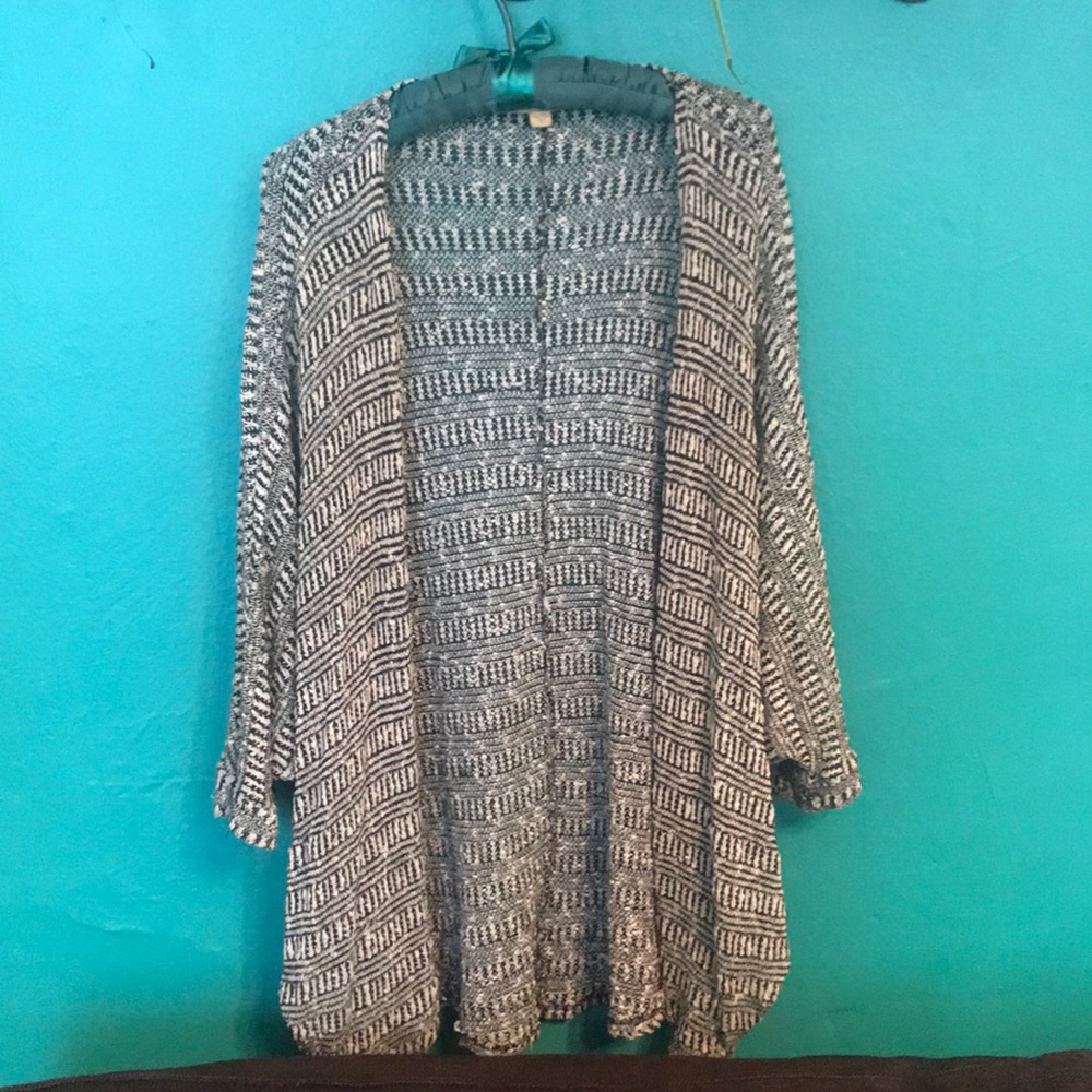 SOLD Slouchy Boho black and white sweater